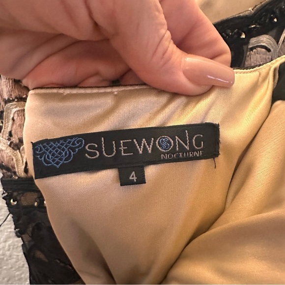 Sue Wong Nocturne Black Beaded Embroidered Maxi Gown Dress Size 4 Formal Prom - Picture 11 of 16